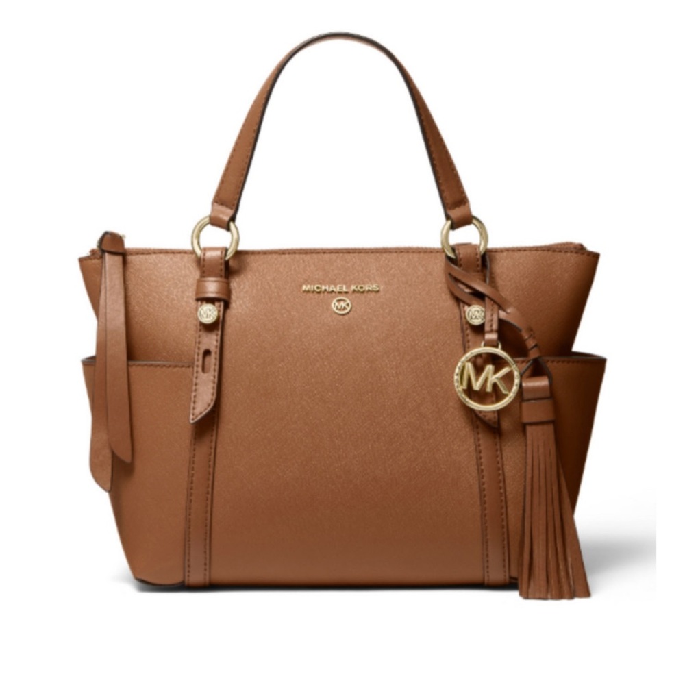 Small Convertible Top Zip Leather Tote